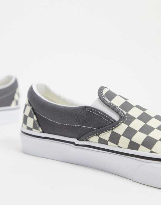 Vans Classic Slip-On sneakers in checkerboard pewter and true white 