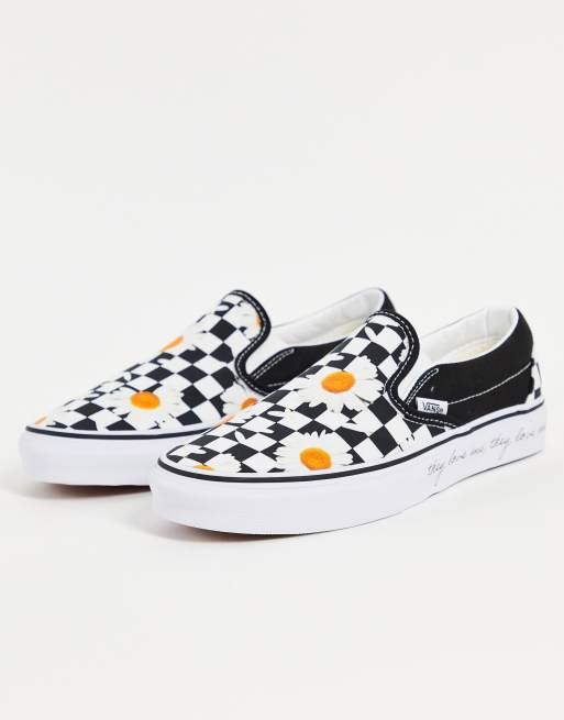 Vans Customs Recycled Materials Daisy Checkerboard Slip-On