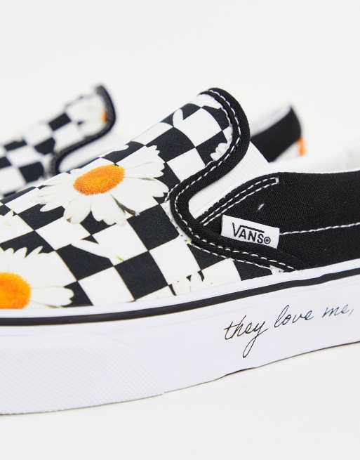 Vans Classic Slip On sneakers in daisy checkerboard