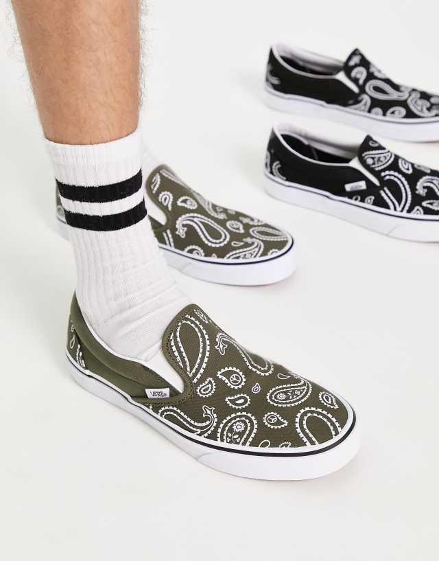 Vans Classic Slip-On sneakers in green bandana print