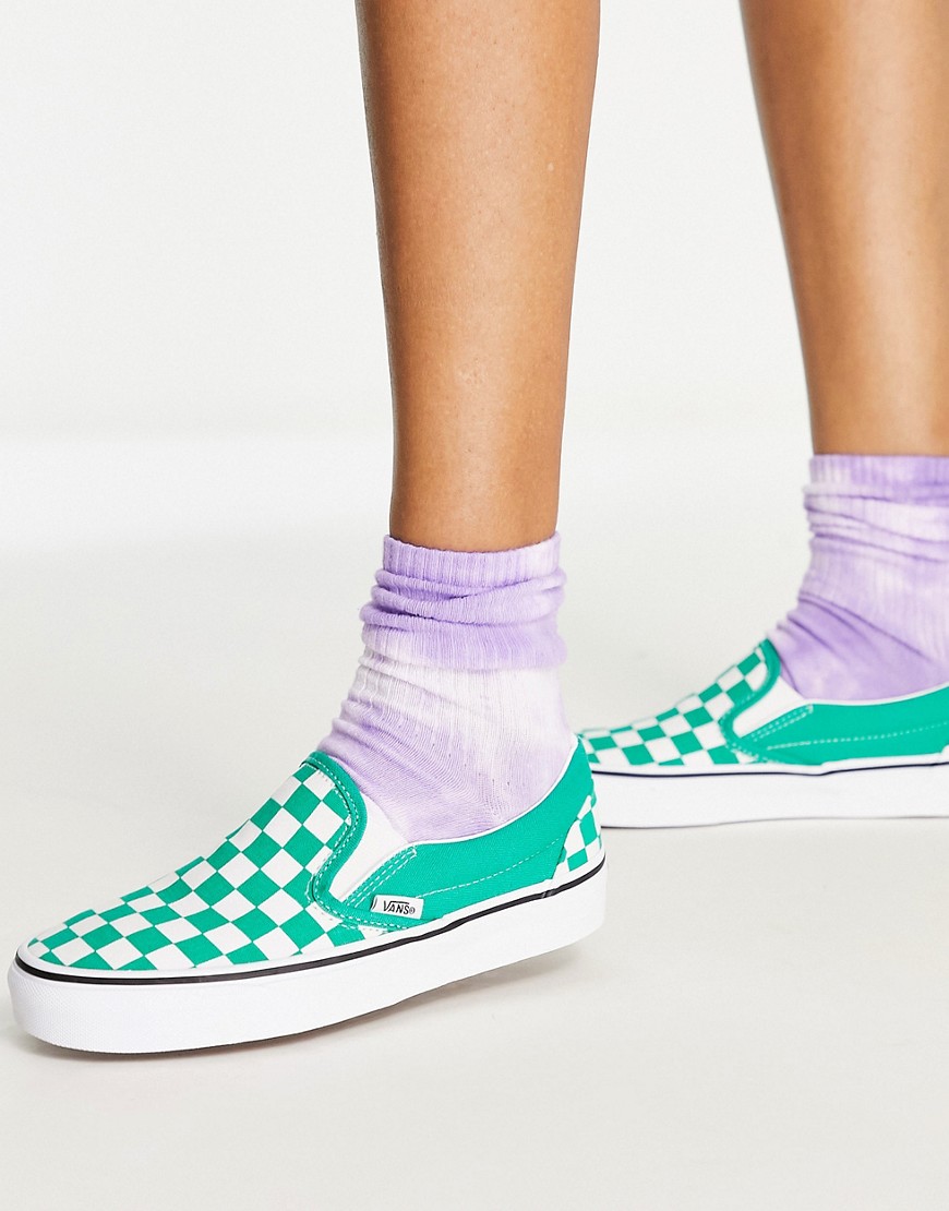 Vans Classic Slip-On sneakers in green checkerboard