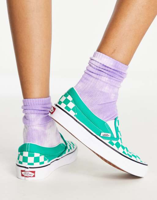 Vans, Shoes, Vans Green Checkerboard