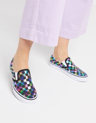 vans iridescent slip on