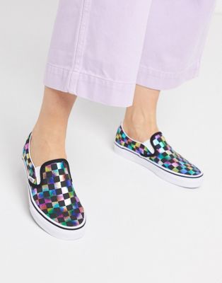 iridescent slip on shoes