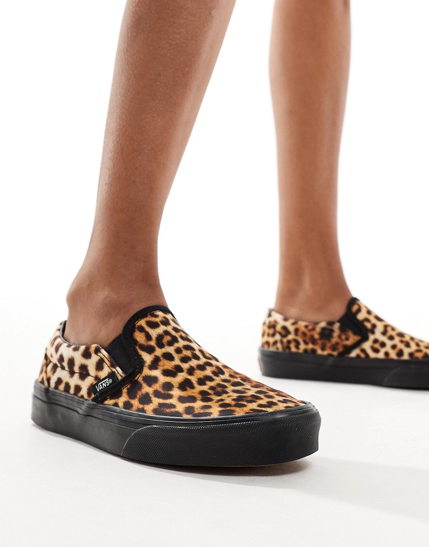Vans Classic Slip On Sneakers In Leopard Print-black