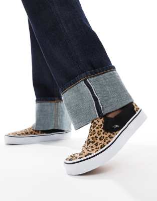 Vans classic slip on sneakers in leopard print-Black φωτογραφία