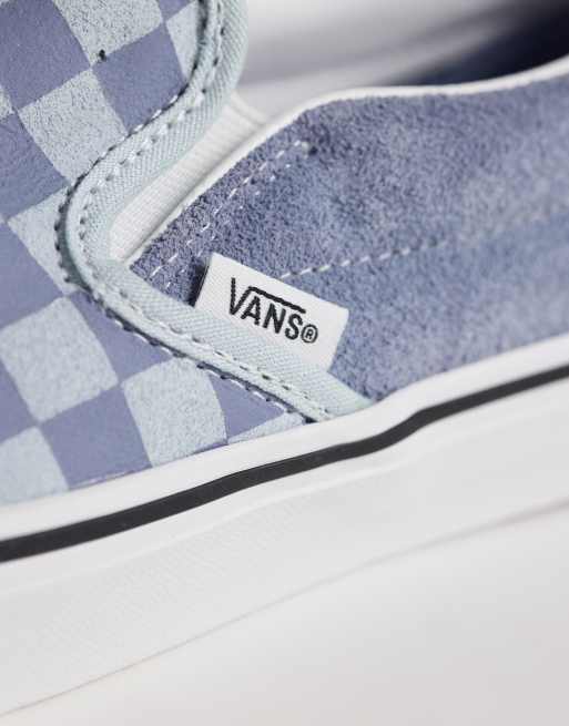 Vans Classic Slip-On sneakers in light blue checkerboard, 4 of 5