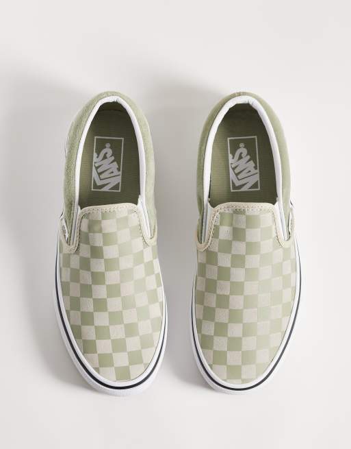 Vans Classic Slip-On sneakers in light green checkerboard, 2 of 5