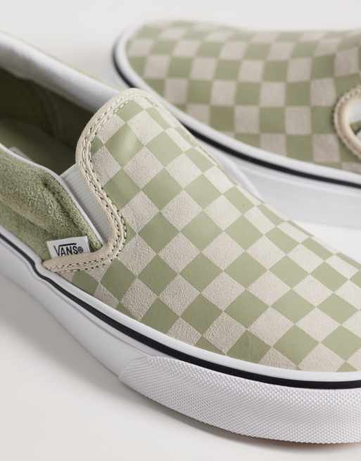 Vans Classic Slip-On sneakers in light green checkerboard, 3 of 5