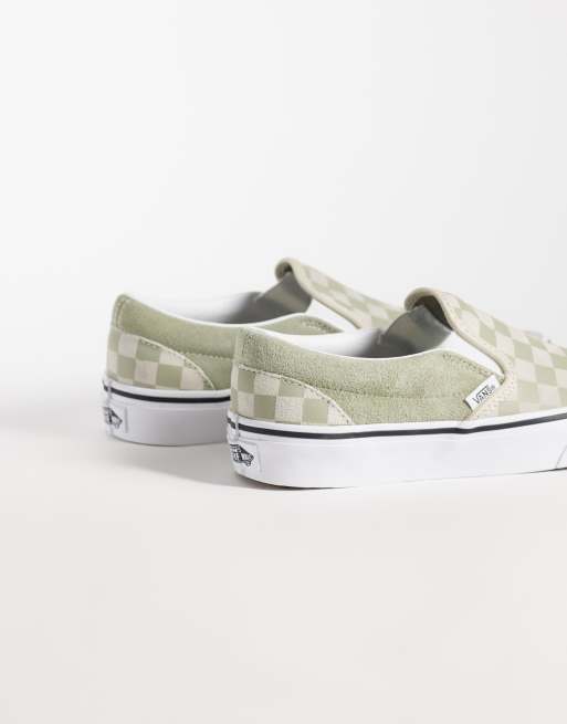 Vans Classic Slip-On sneakers in light green checkerboard, 5 of 5