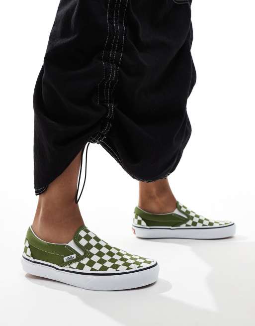 Vans Classic slip on sneakers in mid green and white  display picture 2