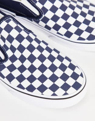 vans slip on navy checkerboard