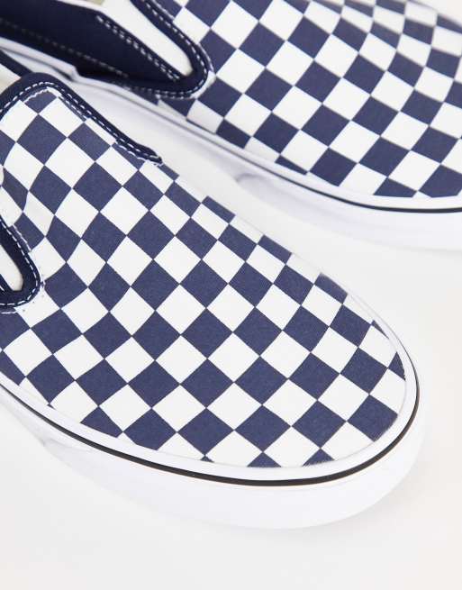 Navy checkered hotsell slip on vans