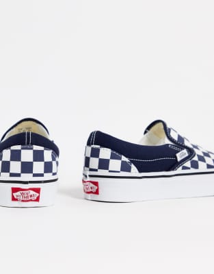 vans slip on navy checkerboard