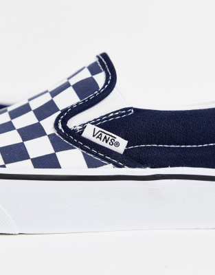 vans slip on navy checkerboard