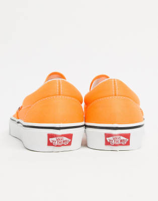 neon orange vans slip on