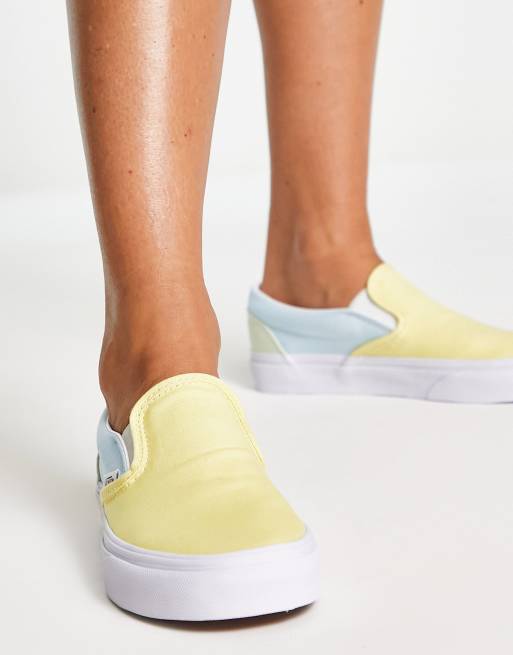 Pastel yellow outlet slip on vans