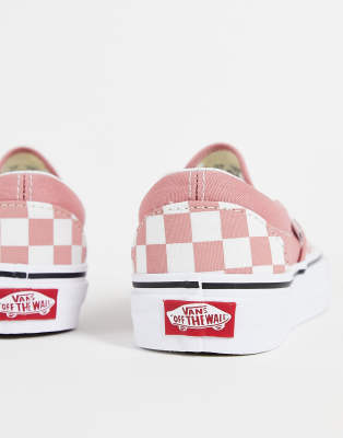 vans slip ons pink checkerboard