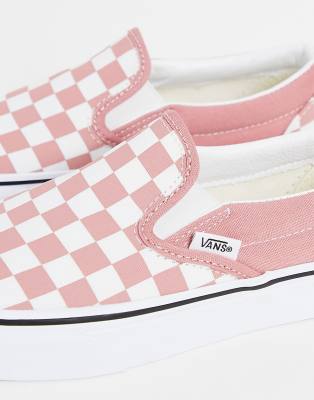 vans slip ons pink checkerboard