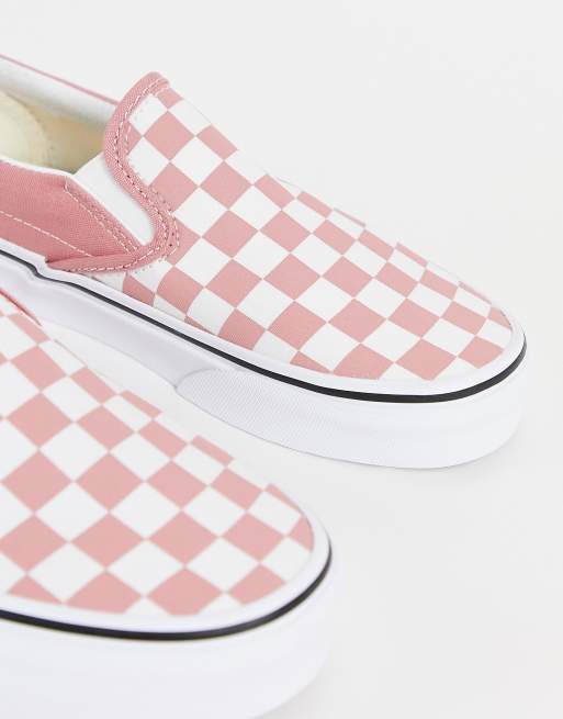 Womens pink checkerboard store slip on vans