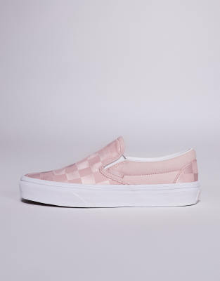 Vans Classic Rose Pink Checkerboard Satin Slip-on Sneakers In Pink