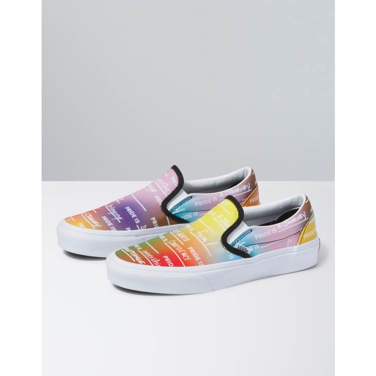 Rainbow vans slip on on sale womens