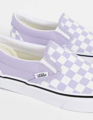 purple black checkerboard vans slip ons