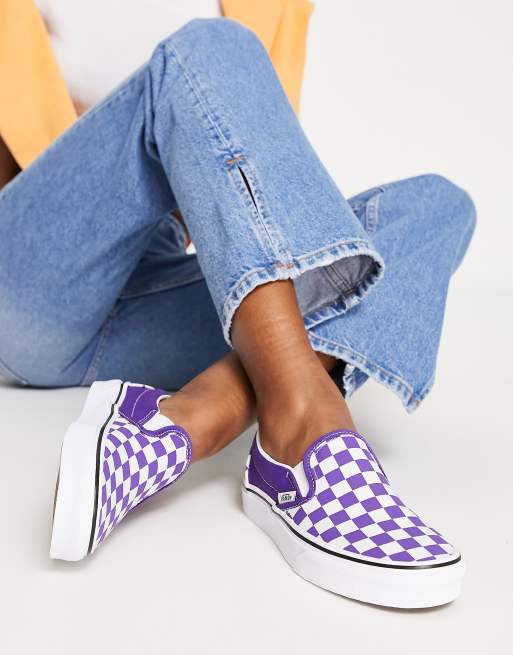 Vans slip ons womens hot sale purple