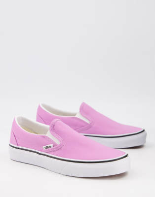 purple and white slip on vans