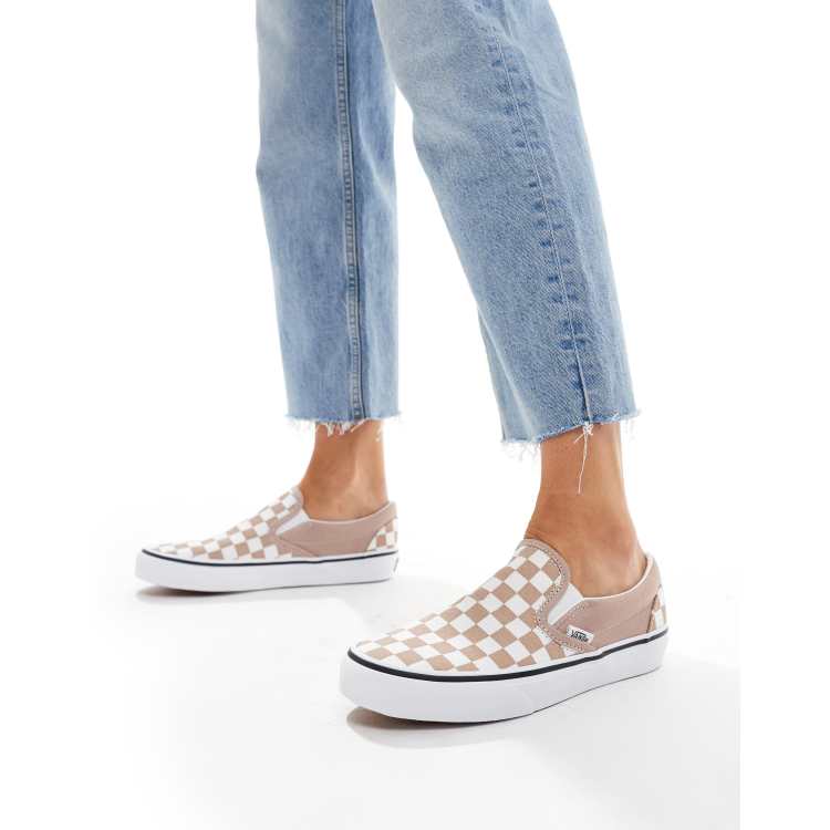 Vans Classic Slip-On sneakers in taupe and white ASOS