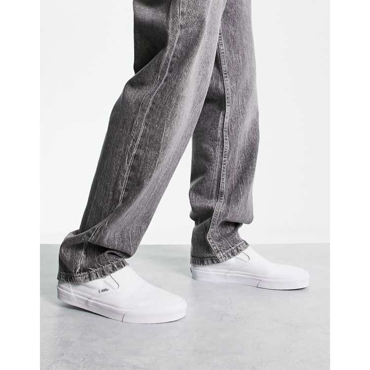 vans classic slip on white leather