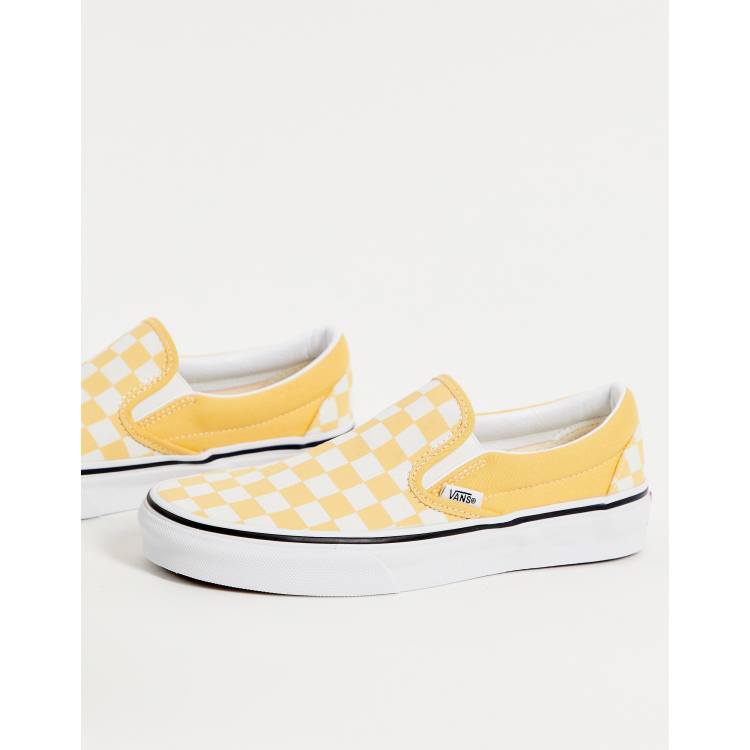 Vans white outlet and yellow checkered