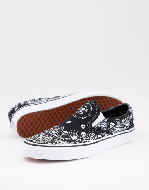 Vans - Classic - Slip-on-sneakers med bandanaprint i sort og hvid 