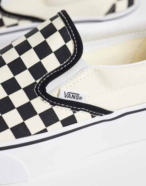 Vans Classic - Slip-on-sneakers med flatform-sål og sorte og hvide skaktern , 2 af 5