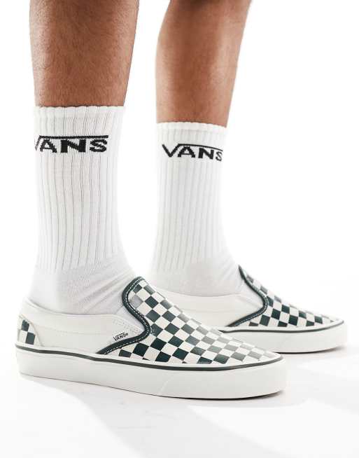 Vans Classic - Slip-on-sneakers med grønne skaktern, 4 af 5