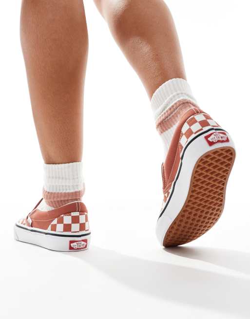 Vans Classic - Slip-on-sneakers med skaktern i brændt orange og hvid, 5 af 5