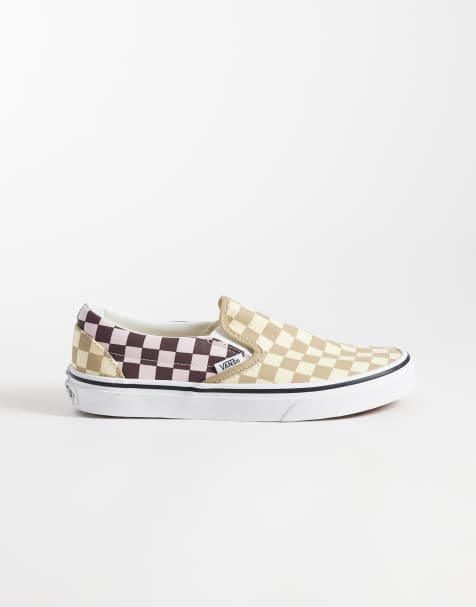 Vans Classic Slip-On sneakers w kratę w kolorze beżowym i fioletowym - view 1