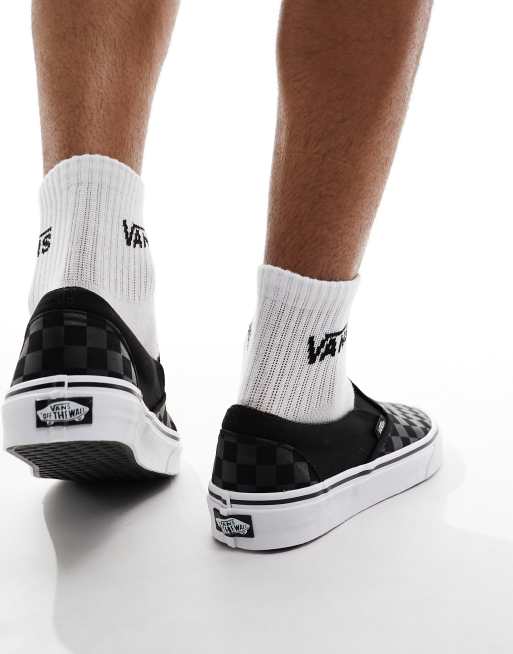 Vans white clearance and grey checkerboard