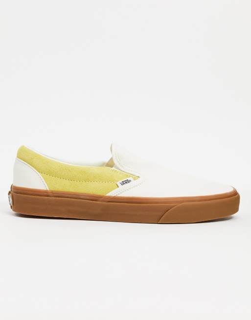 Vans Classic Slip-On Sneakers With Gum Sole In Cream | Asos