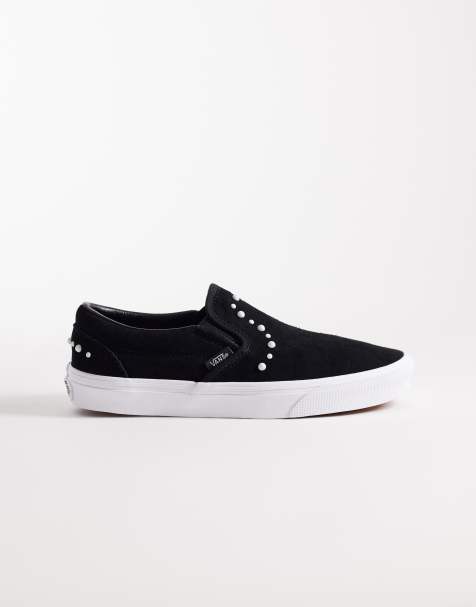 Vans Classic slip on sneakers with pearls detail in black - view 1