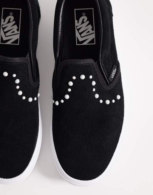Vans Classic slip on sneakers with pearls detail in black, 2 of 5