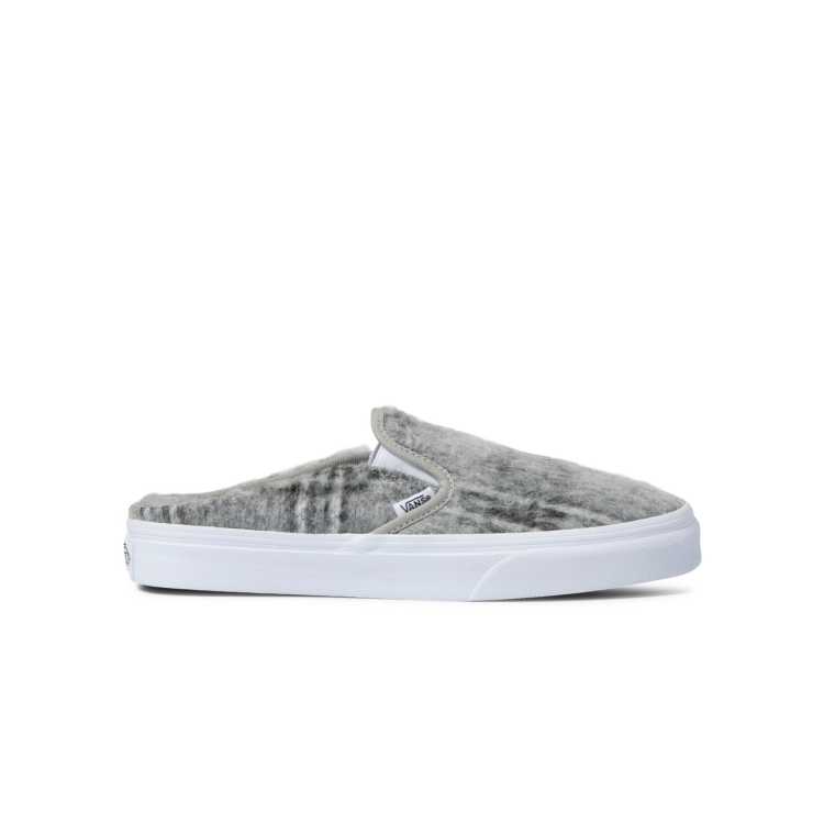 Kalmte bruid Plagen Vans Classic Slip-On soft plaid sneaker mules in gray | ASOS