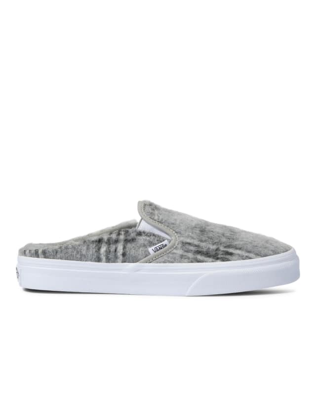 Vans Classic Slip-On soft plaid sneaker mules in gray