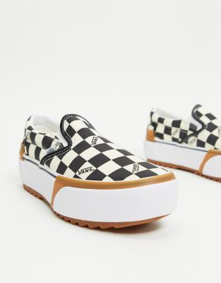 vans stacked checkerboard slip on