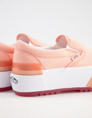 vans classic slip on stacked sneakers in pink