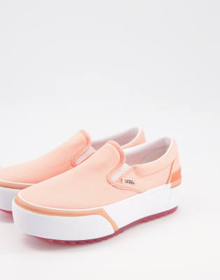 vans classic slip on stacked sneakers in pink