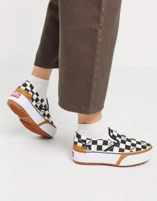 vans checkerboard slip on trainers