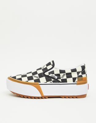 vans checkerboard stacked slip on
