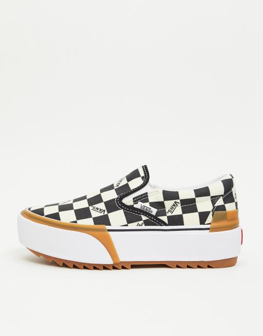 vans checkerboard stacked slip on sneaker
