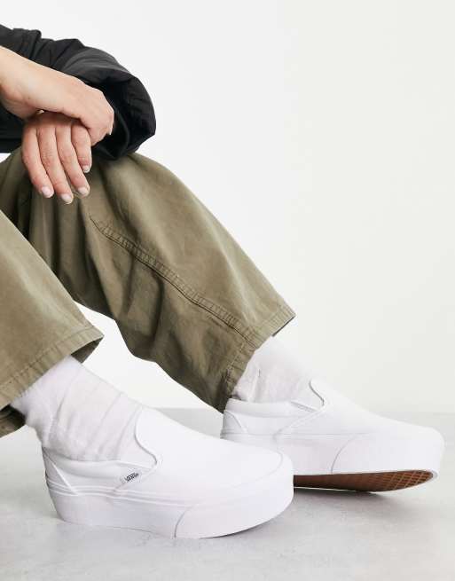 Vans Classic Slip On Stackform Baskets plateforme Blanc ASOS